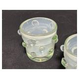 Set of 3 Vintage Frosted Green Bubble Glasses