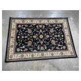 Rectangle Black and Cream Floral Rug - 90” x 63”