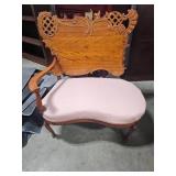Unique Antique Carved Wood Settee
