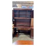 Hocker Furniture Large Dark Wood Corner Desk and Shelving Unit for Home Office (2pcs)