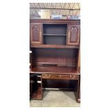Hocker Furniture Large Dark Wood Corner Desk and Shelving Unit for Home Office (2pcs)