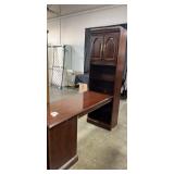 Hocker Furniture Large Dark Wood Corner Desk and Shelving Unit for Home Office (2pcs)