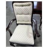 Ethan Allen Georgian Court Queen Anne Cane Back Chair W/ Fabric Back & Seat