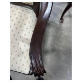 Ethan Allen Georgian Court Queen Anne Cane Back Chair W/ Fabric Back & Seat