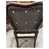 Ethan Allen Georgian Court Queen Anne Cane Back Chair W/ Fabric Back & Seat