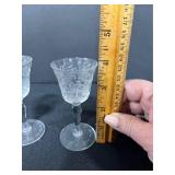 VTG Set of 4 Etched Cordials 4”