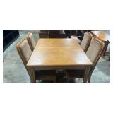 VTG Oak Table w/ 4 Chairs w/ Plush Earth Tone Fabric