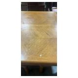 VTG Oak Table w/ 4 Chairs w/ Plush Earth Tone Fabric