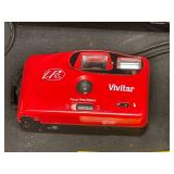 Vizio DVD Player with Remote, Red Vivitar LP45 Camera, Black Pentax Camera and Film Rolls