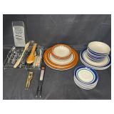 Dinnerware Sets (incomplete) and Variety of Kitchen Utensils