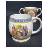 25th, 40th and 50th Anniversaries of Queen Elizabeth II Mugs, Royal Winton Grimwade