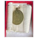 1953 Queen Elizabeth II Coronation Medal, Decorative QEII Stamped Pendant, Chicago Pendant and Bronze Miniature Spoons from S. Samran Thailand Co., LTD - Made in Thailand