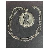 1953 Queen Elizabeth II Coronation Medal, Decorative QEII Stamped Pendant, Chicago Pendant and Bronze Miniature Spoons from S. Samran Thailand Co., LTD - Made in Thailand