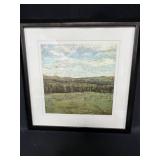 Framed and Matted Green Landscape Print