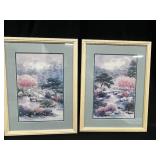 Pair of Signed & Numbered Lou Roman Watercolors of Trees & Bridge 81/900