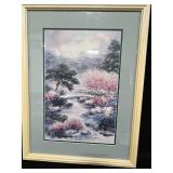 Pair of Signed & Numbered Lou Roman Watercolors of Trees & Bridge 81/900