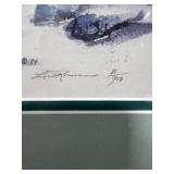 Pair of Signed & Numbered Lou Roman Watercolors of Trees & Bridge 81/900