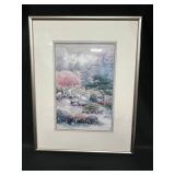 Signed Lou Roman Watercolor of Bridge & Trees 239/900