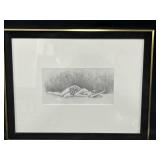 Framed Sketch of Woman Signed by Liz Reich