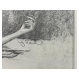 Framed Sketch of Woman Signed by Liz Reich
