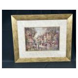 Framed Picture by Bjorkland Horse & Buggy Downtown Scene