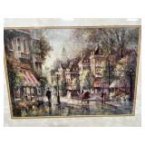 Framed Picture by Bjorkland Horse & Buggy Downtown Scene