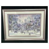 Signed & Numbered Lou Roman Picture of Ice Skaters in Front of Capitol 495/900
