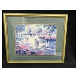 Framed & Matted Victorian Setting Picture w/ Signature no COA