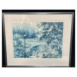 Lou Roman Signed Picture of Bridge & Couples w/ Umbrellas 187/700