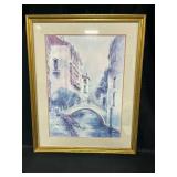 Lou Roman Signed & Numbered Picture of Bridge & Gondola 614/900