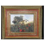 Ornately Framed Guido Borelli Signed “The House Among the Poppies”