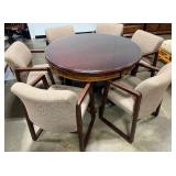 Antique Wheeled Clawfoot Pedestal Table w/ 6 Chairs
