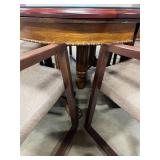 Antique Wheeled Clawfoot Pedestal Table w/ 6 Chairs