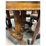 Antique Wheeled Clawfoot Pedestal Table w/ 6 Chairs