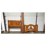 VTG Twin Head/Footboard w/ Carved Airplanes (really cool) & Wooden Frame