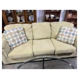 Nice Green Stain/Odor Free Sofa w/ Decorative Pillows