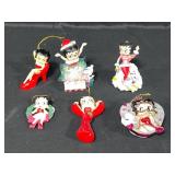 Lot of 6 Betty Boop Christmas Ornaments