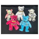 Lot of 5 Small Stuffed Bears, 3 TY Beanie Babies and 2 Other Brands
