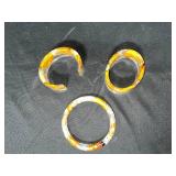 Set of 3 Phantom Lucite Garden Gold Tone Bangle Style Bracelets