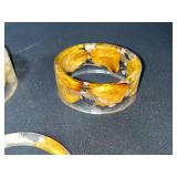 Set of 3 Phantom Lucite Garden Gold Tone Bangle Style Bracelets