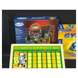 Lot of Board Games and Building Sets inc some VTG. Coloring Set, Retro Baseball, Magnetic Responsibility Chart, Gyrobot, Chutes and Ladders, Fueling Future Cars, World Famous Buildings Girder and Pane