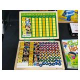 Lot of Board Games and Building Sets inc some VTG. Coloring Set, Retro Baseball, Magnetic Responsibility Chart, Gyrobot, Chutes and Ladders, Fueling Future Cars, World Famous Buildings Girder and Pane