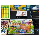 Lot of Board Games and Building Sets inc some VTG. Coloring Set, Retro Baseball, Magnetic Responsibility Chart, Gyrobot, Chutes and Ladders, Fueling Future Cars, World Famous Buildings Girder and Pane
