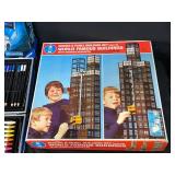 Lot of Board Games and Building Sets inc some VTG. Coloring Set, Retro Baseball, Magnetic Responsibility Chart, Gyrobot, Chutes and Ladders, Fueling Future Cars, World Famous Buildings Girder and Pane