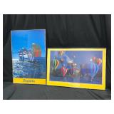 2 Framed Wall Art Pieces "Ballooning" and "Regatta" - Yarn Shed Robin Center
