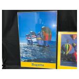 2 Framed Wall Art Pieces "Ballooning" and "Regatta" - Yarn Shed Robin Center