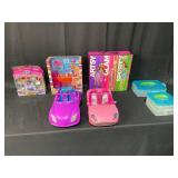 Barbie Accessories inc Cars and Dining Set and Unopened Shopkins