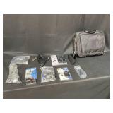 Soft Shell Computer Bag / Headset / Various Cords and Adapters