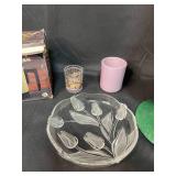 Green Tall Vase with Lid / Mugs / Candle Holders / Small Wooden Tray / Glass Platter