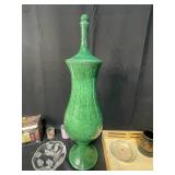Green Tall Vase with Lid / Mugs / Candle Holders / Small Wooden Tray / Glass Platter